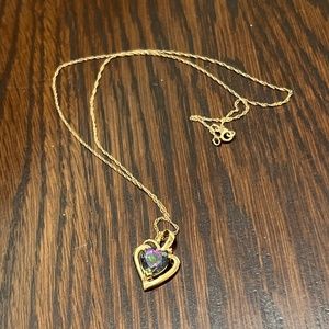 Gold heart necklace with heart stone
